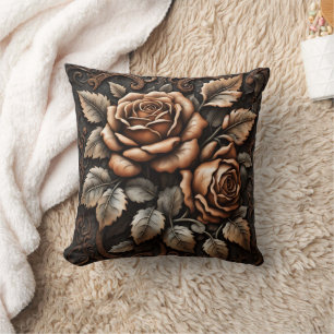 Almofada Rosas Elegantes Esculpidos Com Folhas De Lush