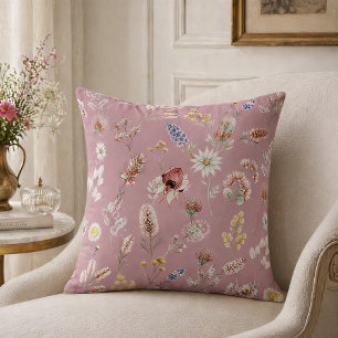 Almofada Rosas Empoeiradas Flores Silvestres Românticas e T