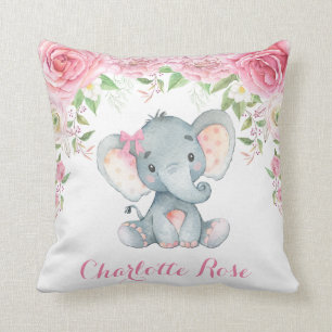 Almofada Rosas Flóridas Rosa-Elefante Decoração de Nurserel