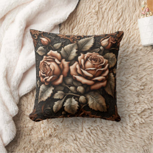 Almofada Rosas gravados Elegante no Design Ornamentado escu