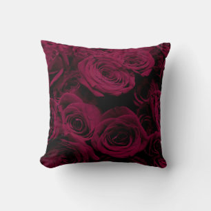 Almofada Rosas magenta vermelhos profundos, fotografia flor
