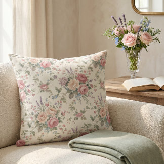 Almofada Rosas Pastel Elegantes Shabby Chic