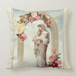 Almofada Rosas religiosos do católico de Jesus da Virgem