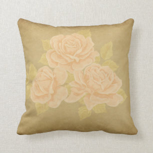 Almofada Rosas românticos cor-de-rosa com ouro fleurdelis