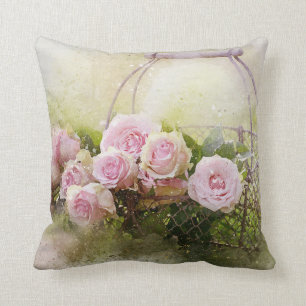 Almofada Rosas rosa/cravos em uma cesta