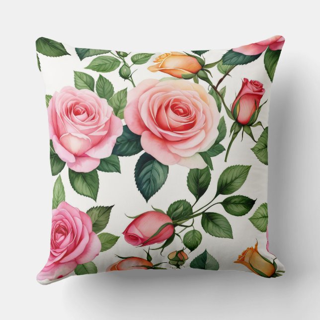 Almofada Rosas rosa e amarelas (Verso)