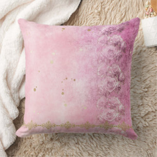 Almofada Rosas Rosa Grunge Damask - Travesseiro