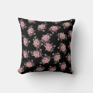 Almofada Rosas Rosas Padrão Floral Escuro Shabby Chic