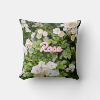 Almofada Rosas Selvagens Cor-de-rosa e branco no nome perso