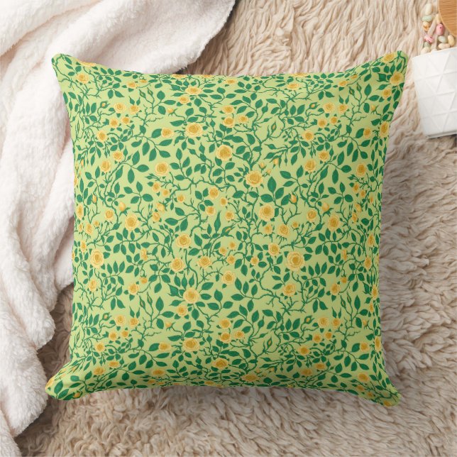 Almofada Rosas selvagens em amarelo e verde (Cobertor)