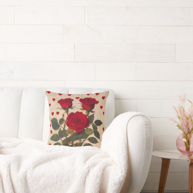 Almofada Rosas vermelhas com Namorados Romântico (Sofá)