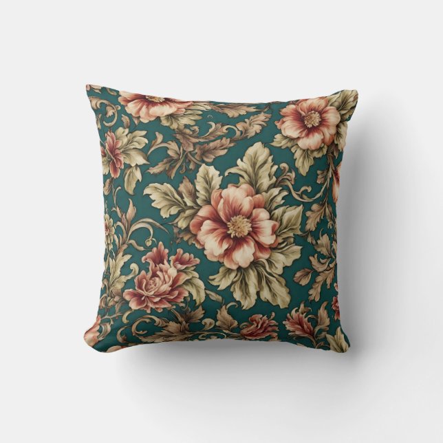 Almofada Rosas vermelhas e folhas de Ouro sofisticadas ital (Frente)