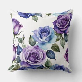 Almofada Rosas violetas e de azul-bebê