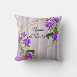 Almofada Rosas Violetas Purplish-Watercolor em Seda Rosa