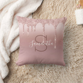 Almofada Rosê Dourado Brilho Gotejante Blush Rosa Tendência