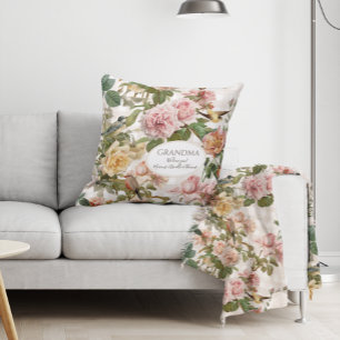 Almofada Rose Floral Elegant Blush Pink Grandma Photos