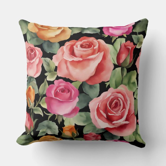 Almofada ROSES cor-de-rosa romanos (Frente)