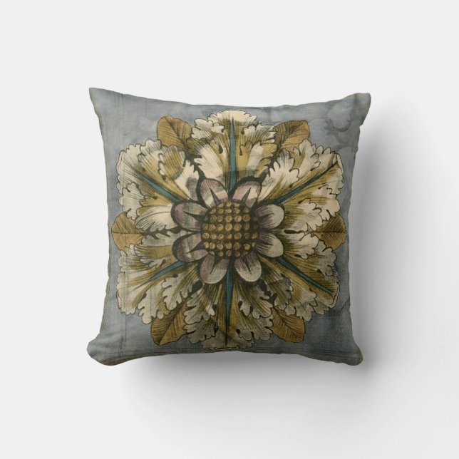 Almofada Rosetas de Demarcação Decorativa no Fundo das Cinz (Frente)