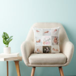 Almofada rosquinha cor-de-rosa doce, primeiro aniversario m<br><div class="desc">rosquinha rosa fofa,  primeira colagem de fotos de aniversário. Design de texto de script moderno. Parte de uma coleção.</div>