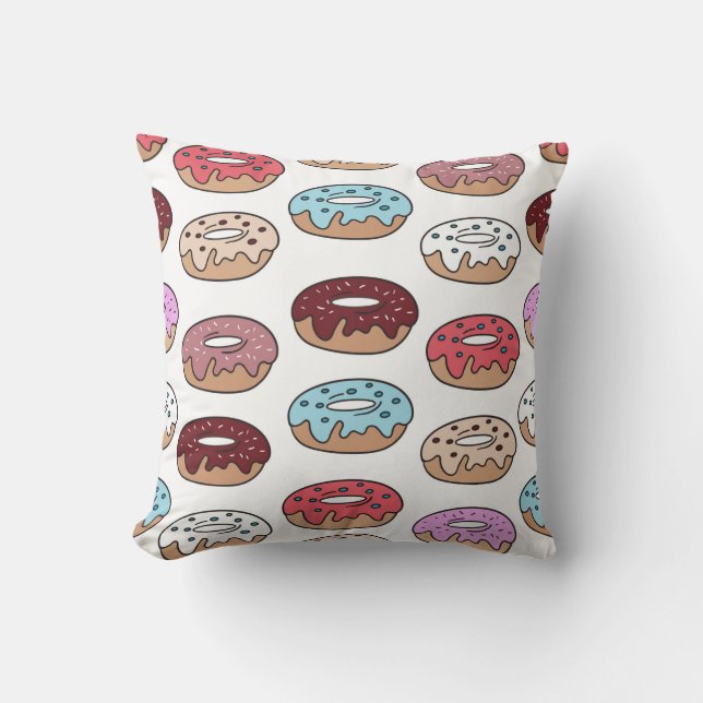 Almofada Rosquinhas multicoloridas desenhadas à mão.  (Frente)