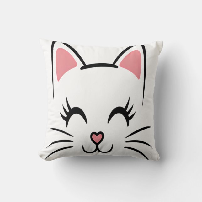 Almofada Rosto de Gato Bigodes Impressão Amor Halloween (Frente)