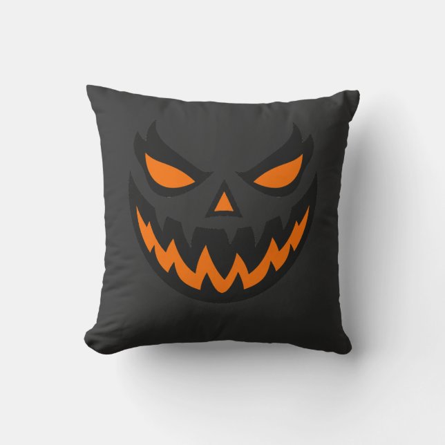 Almofada Rosto de Jack O'Lantern Assustador Design de Hallo (Frente)