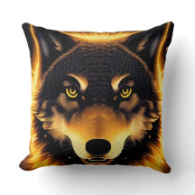 Rosto de Lobo Radiante Iluminado por Luz Dourada