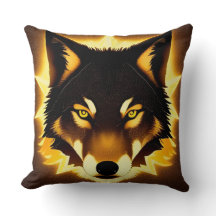 Rosto de Lobo Radiante Iluminado por Luz Dourada