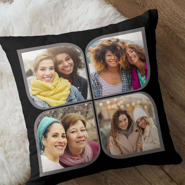 Almofada Rosto de pintura retrô 4 Flor fotográfico preto-e- (Criador carregado)