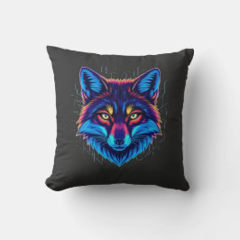 Almofada Rosto de Raposa Neon – Design Vibrante e Glowing