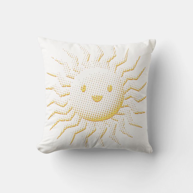 Almofada Rosto de Sol Sorridente de Desenho Animado (Frente)