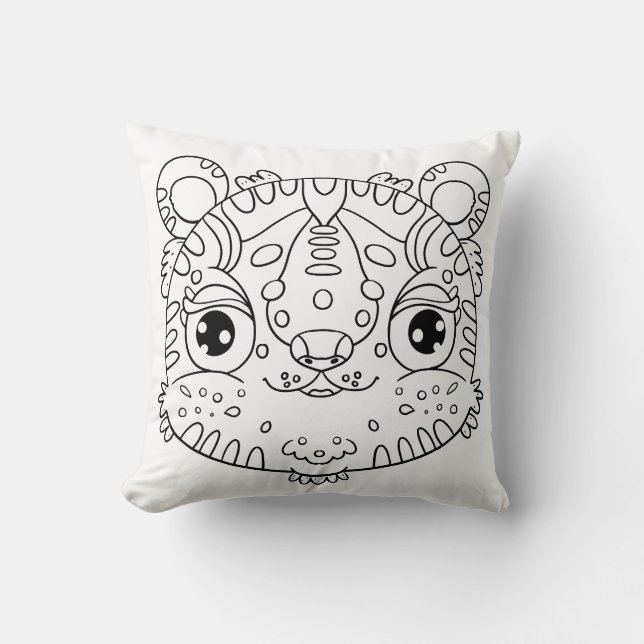 Almofada Rosto de Tigre Kawaii (Frente)