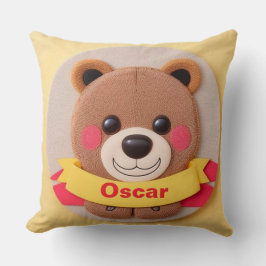 Almofada Rosto de Urso de Desenho Animado Fofo com Laço Col