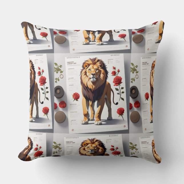 Almofada Rosto do Leão Romântico Design 1 (Frente)