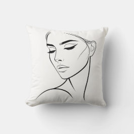 Almofada Rosto estético feminino de linha abstrata minimali