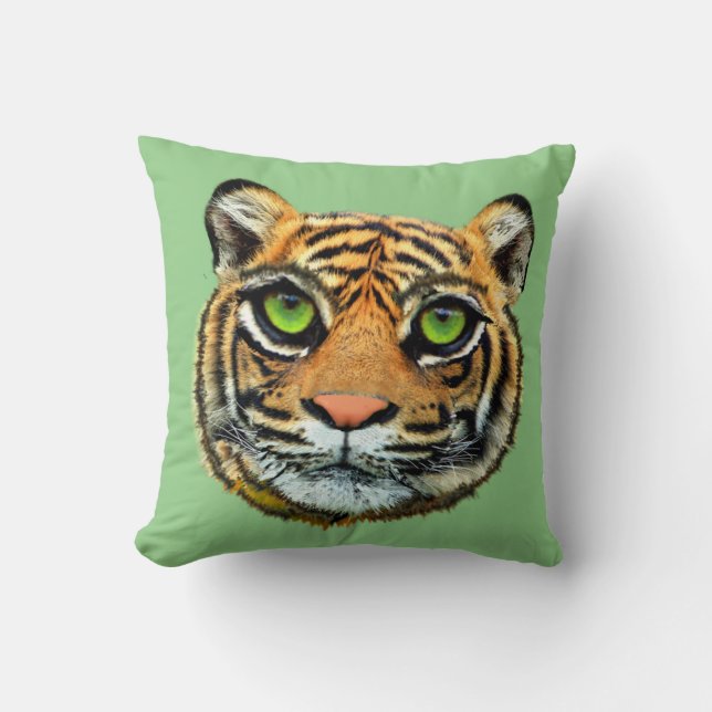 Almofada Rosto Tiger Selvagem no Travesseiro decorativo Ver (Frente)