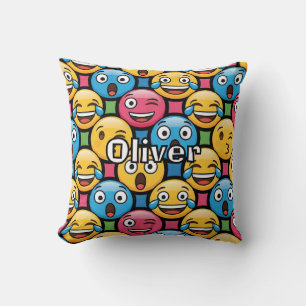 Almofada Rostos de Emoji Coloridos Divertidos