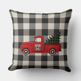 Almofada Rota 66 Caminhão Vermelho Vintage Arte Xadrez Búfa