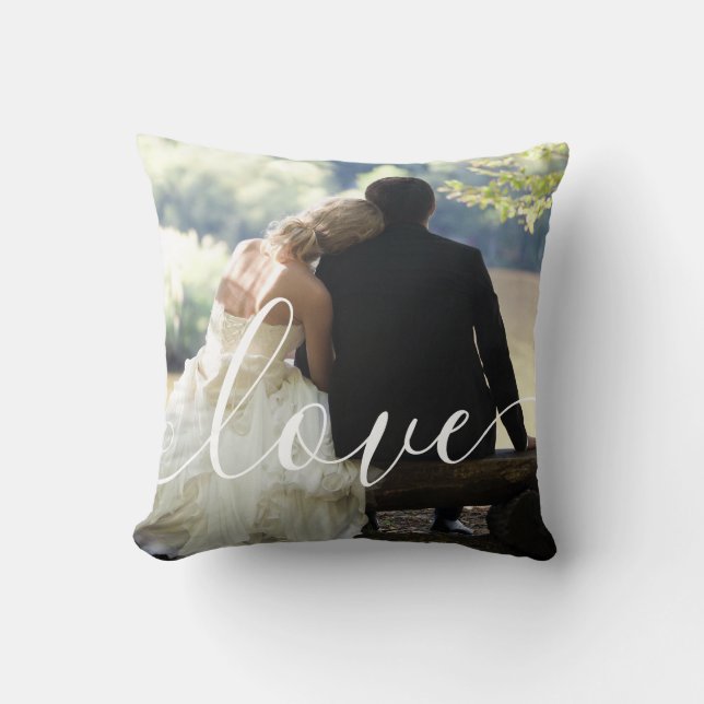 Almofada Roteiro de Foto de Casamento Monograma de Amor  (Frente)