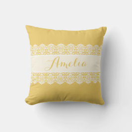 Almofada Roteiro doce - monograma amarelo macio do laço