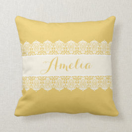 Almofada Roteiro doce - monograma amarelo macio do laço