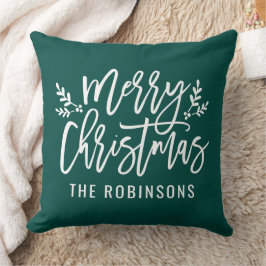 Almofada Roteiro Feliz Natal Nome da Família Esmeralda