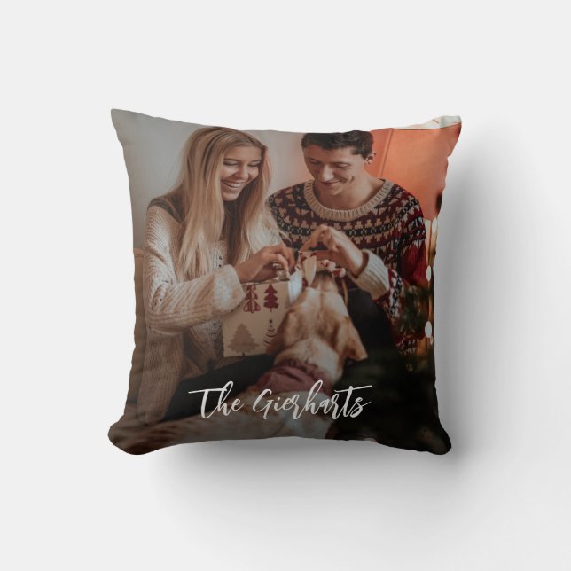 Almofada Roteiro Personalizado de Foto de Natal da Família (Frente)