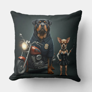 Almofada Rottie Dog Cop and Working Chihuahua