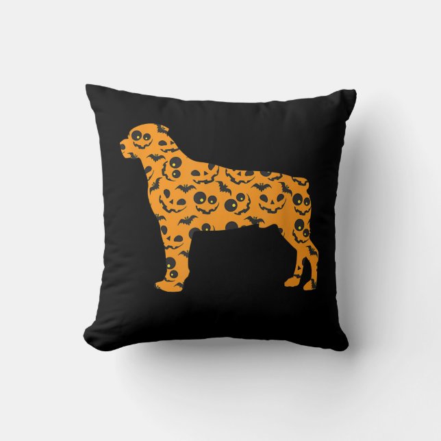Almofada rottweiler abóbora forma de morcego engraçado assu (Frente)
