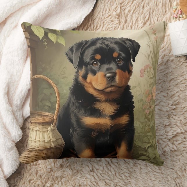 Almofada Rottweiler Adorável (Cobertor)
