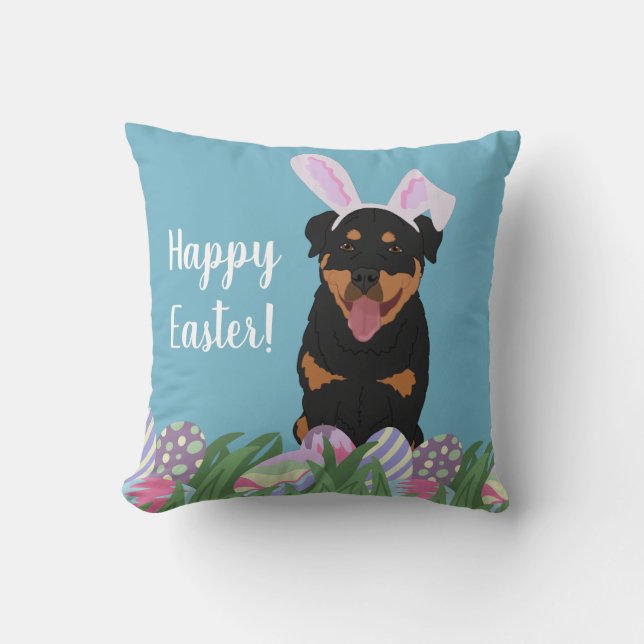 Almofada Rottweiler - Coelho da Páscoa (Frente)