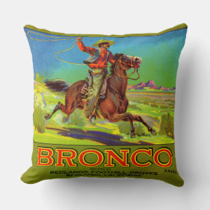 Almofada Rótulo da caixa de fruta do Bronco 1920