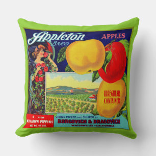 Almofada rótulo de caixa de maçãs Appleton circa 1900
