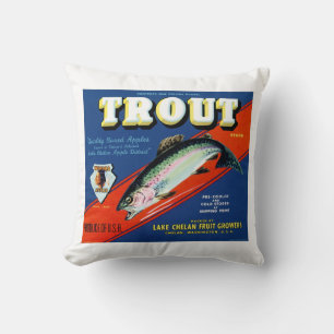 Almofada Rótulo de Maçã Vintage Trout Brand